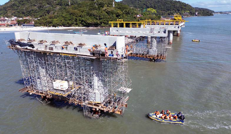 Com cerca de 70% de execução, Ponte de Guaratuba chega à última estaca de fundação