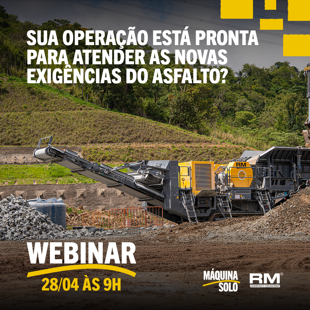 Webinar “Novas exigências na britagem para asfalto” acontece dia 28 de abril